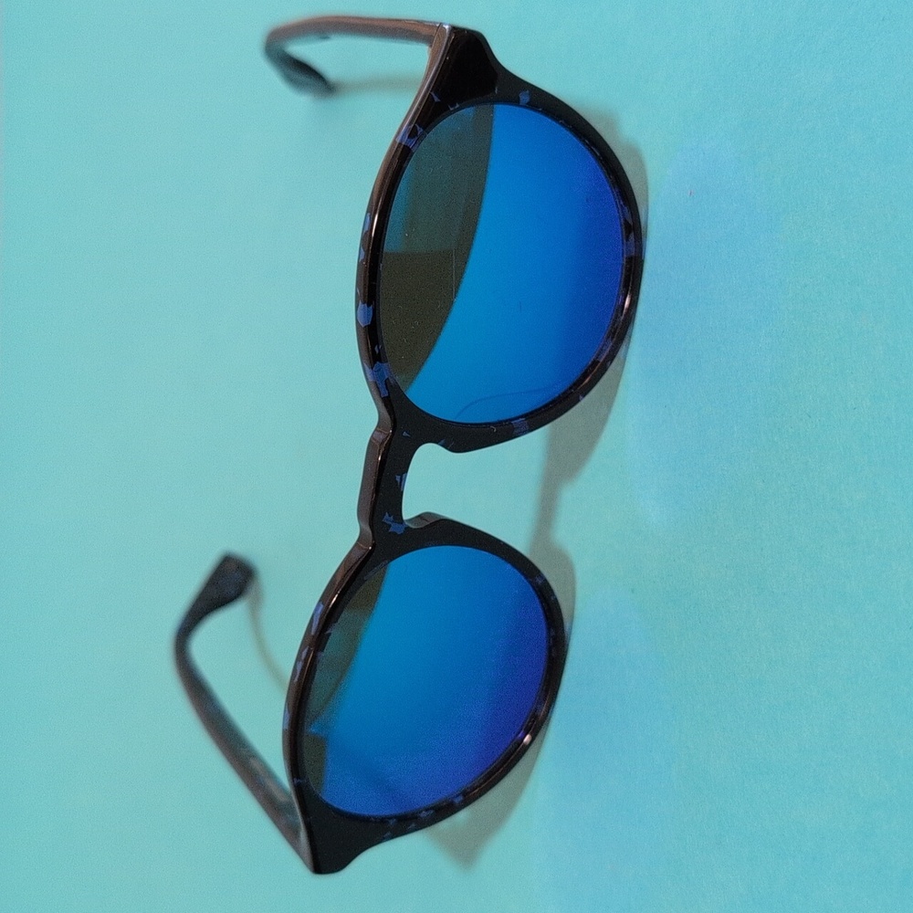 Alexander McQueen blue and black sunglasses with box